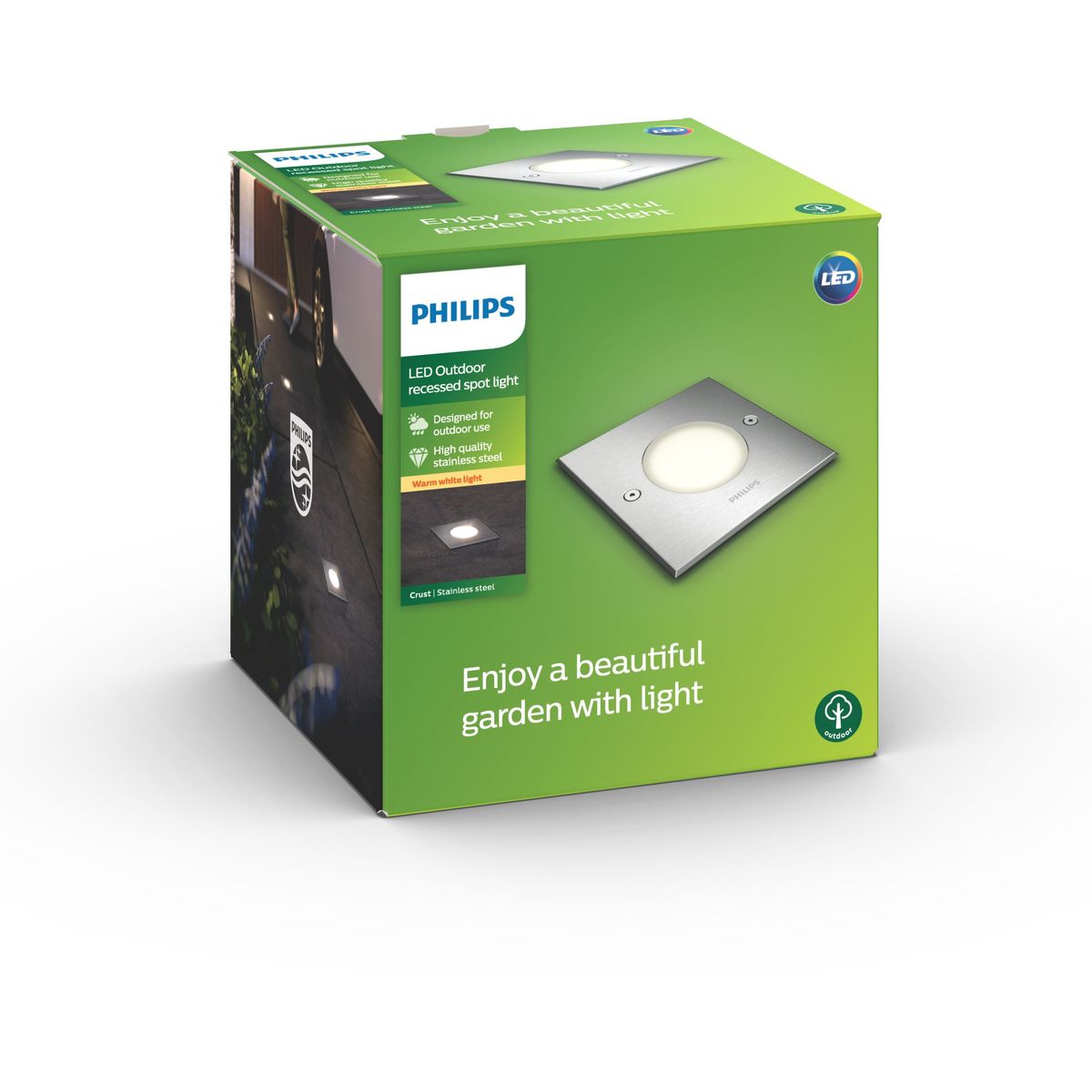 Philips - Crust forsænket inox 1x3W 230V