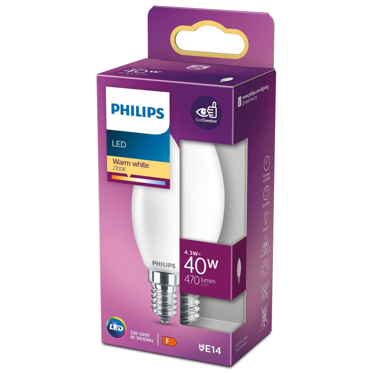 Philips - LED classic 40W B35 E14 WW FR ND RFSRT4