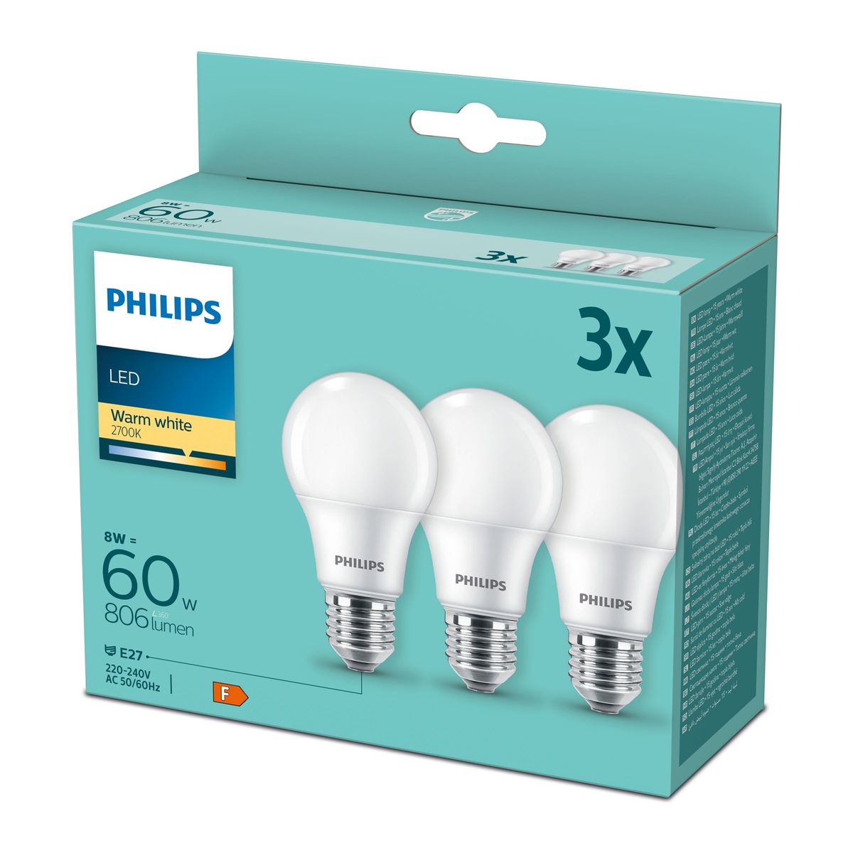 Philips - LED 60W A60 E27 WW FR ND 3PF/6 DISC