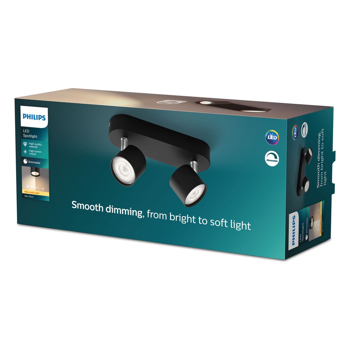 Philips - STAR bar/tube black 2x4.5W SELV Dim