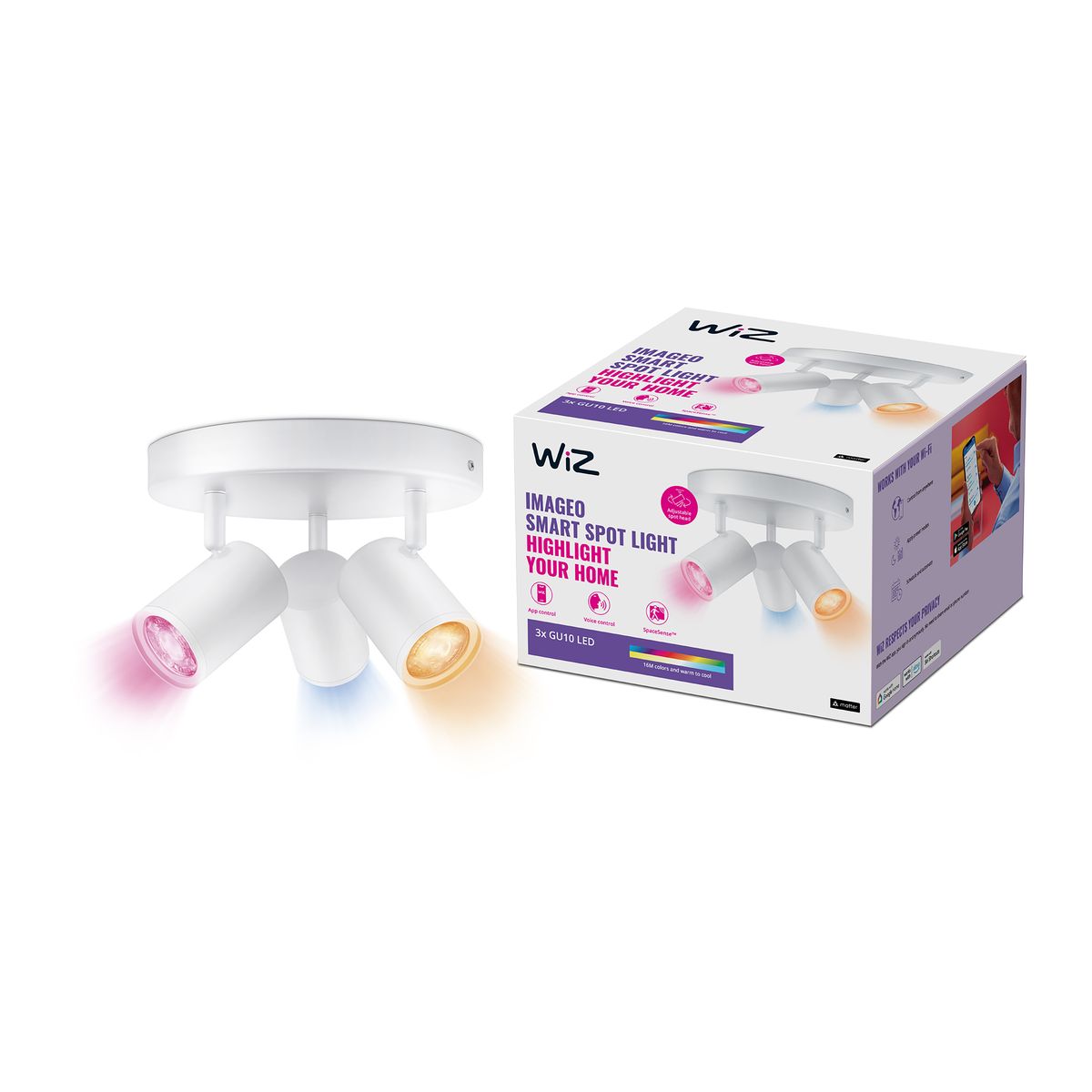 Philips - Imageo Wiz opdager 3x5W W 22-65K RGB RD