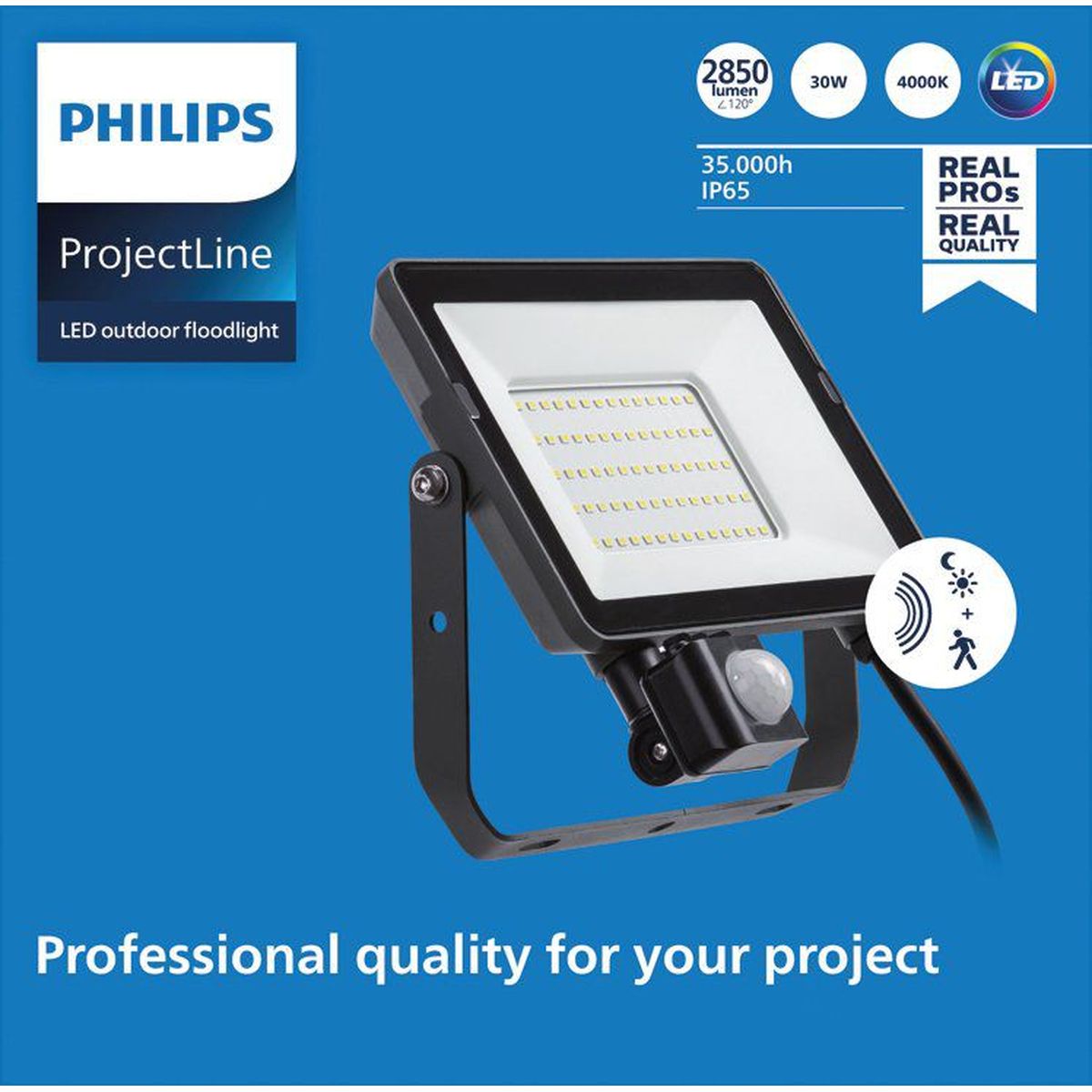 Philips - ProjectLine Floodlight 30W 4000K Sensor