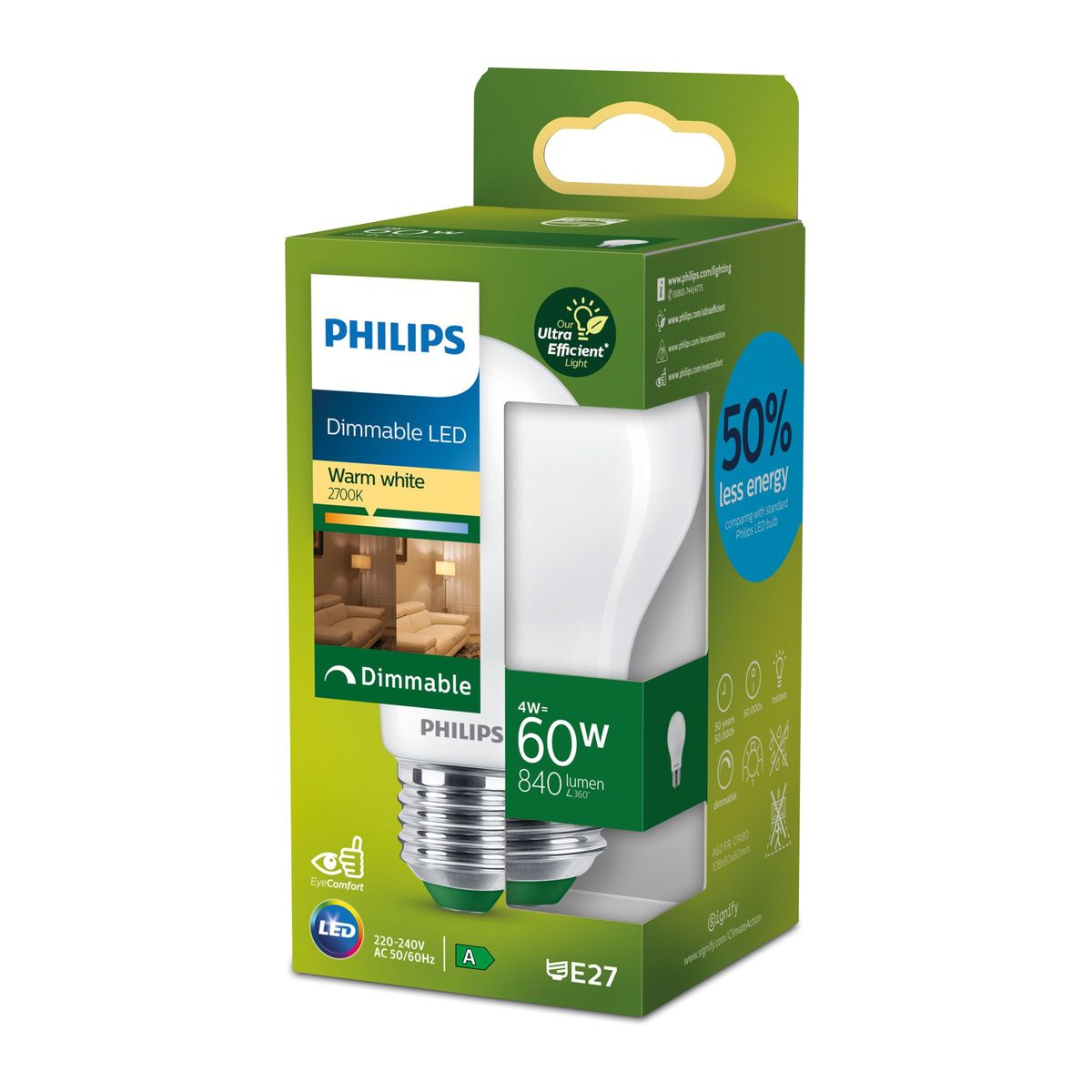 Philips - LED CLA 60W A60 E27 2700K FR UE D SRT4