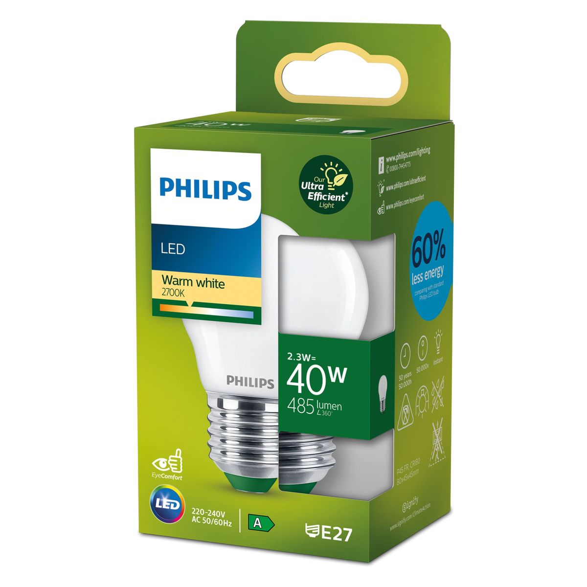 Philips - LED CLA 40W P45 E27 2700K FR UE SRT4