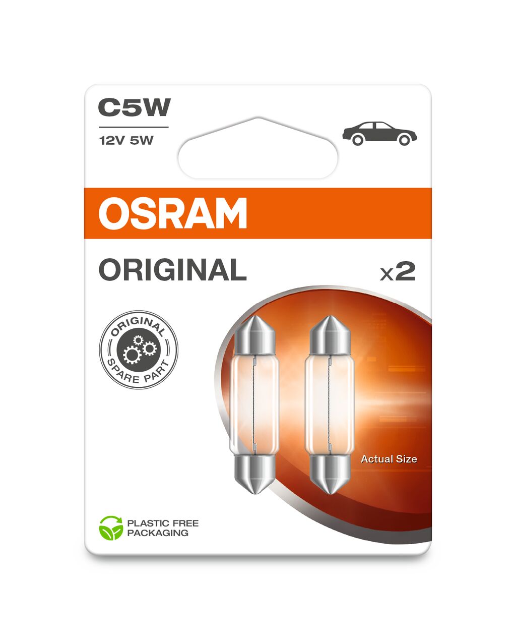 Osram Original Festoon - 5W - 12V - 36mm Ekstra lyslampe - 2 -pakke