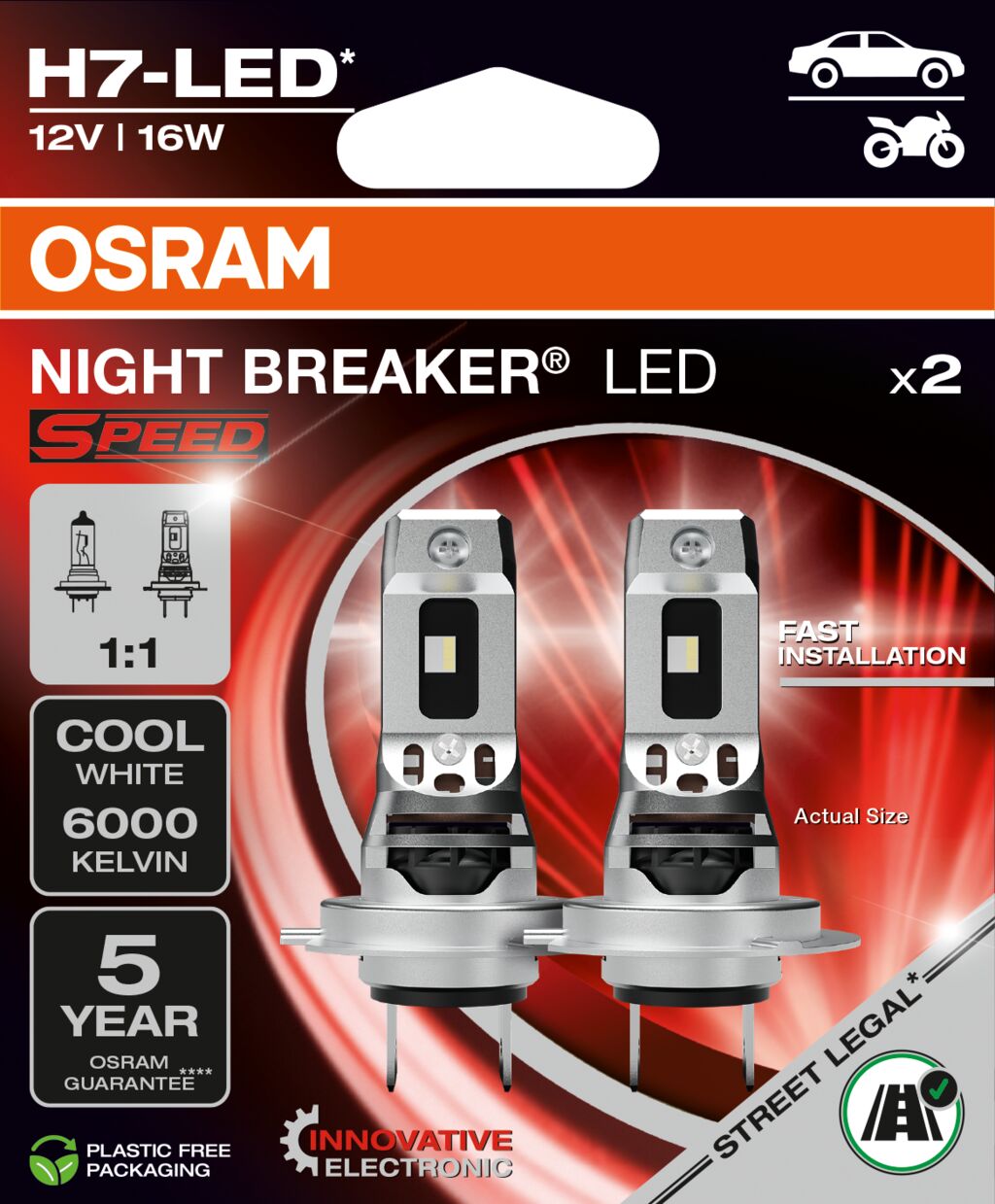 Osram Night Breaker LED -hastighed H7 - 2 -pack