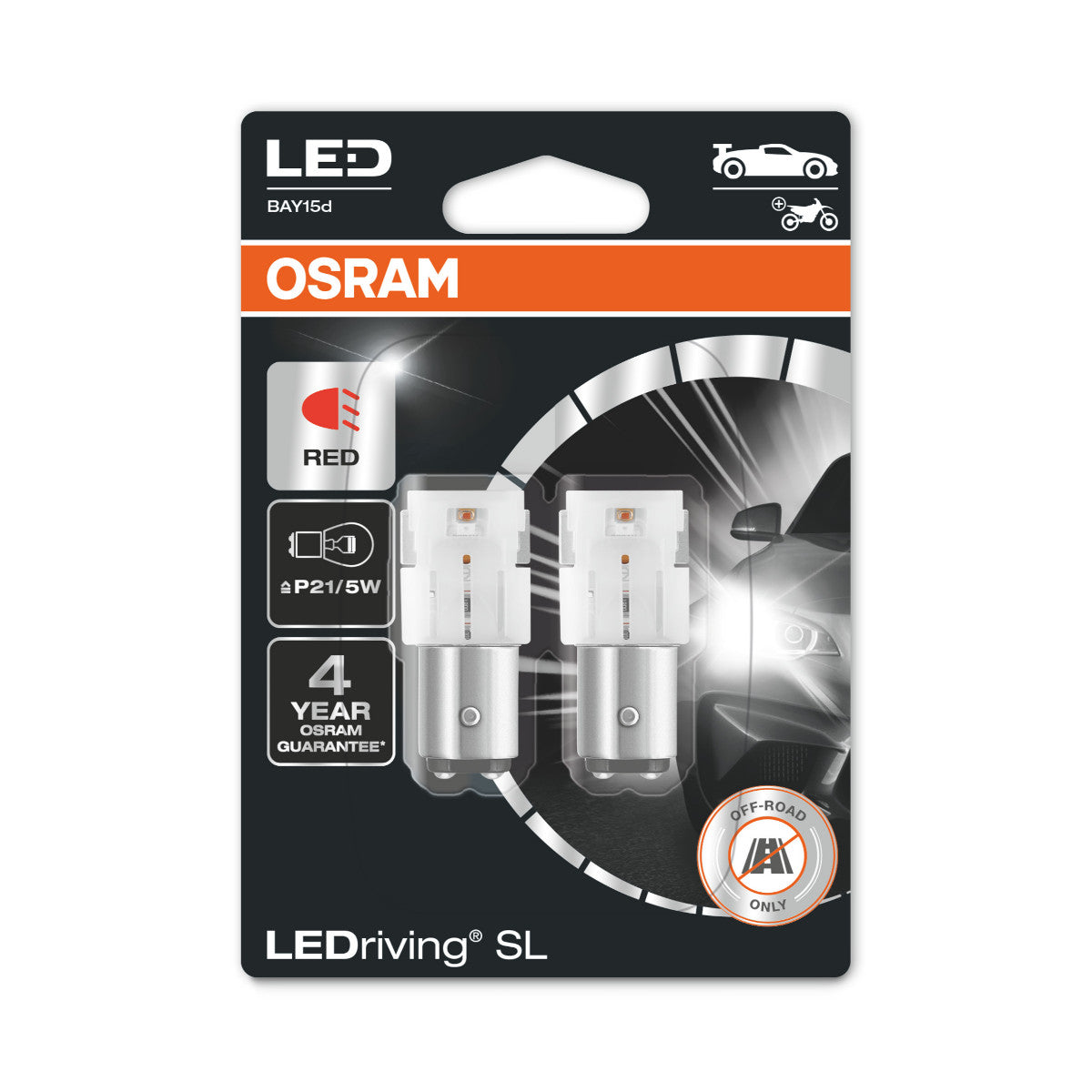 Osram førte rriving SL - off -Road P21-5W - rød