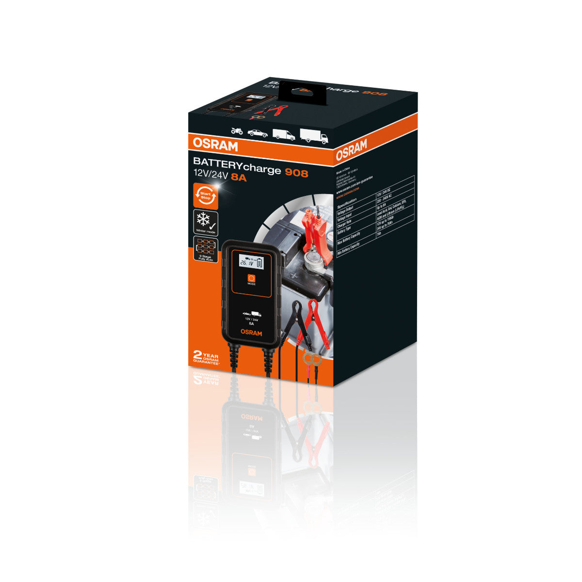 OSRAM Batteriopladning - 908 Smart Battery Charger