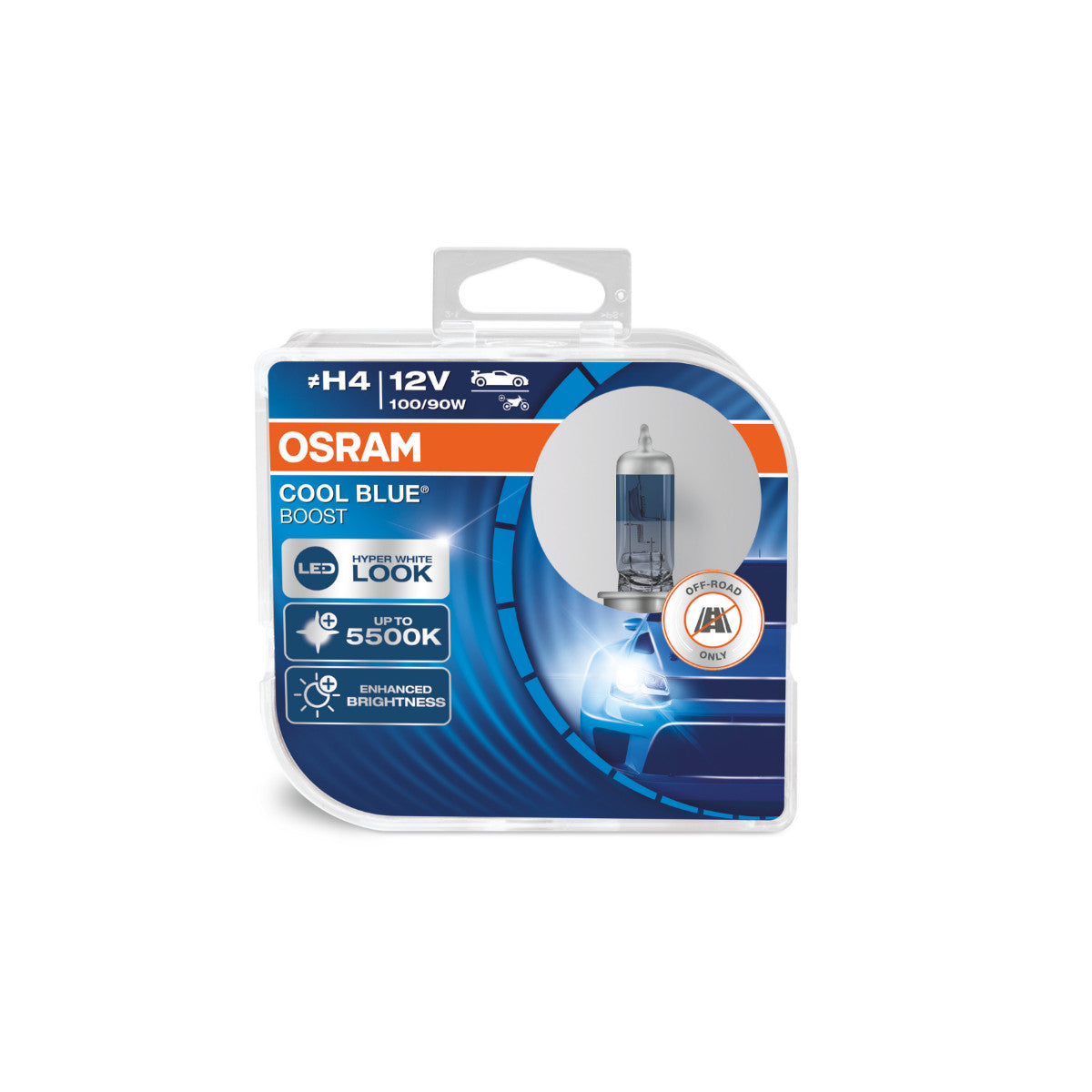OSRAM Cool Blue Boost - Off -Road H4 Halogen forlygte lampe - 2 -pakke