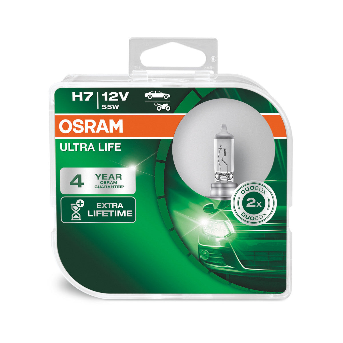 OSRAM Ultra Life - H7 Halogen forlygte lampe - Duo Box