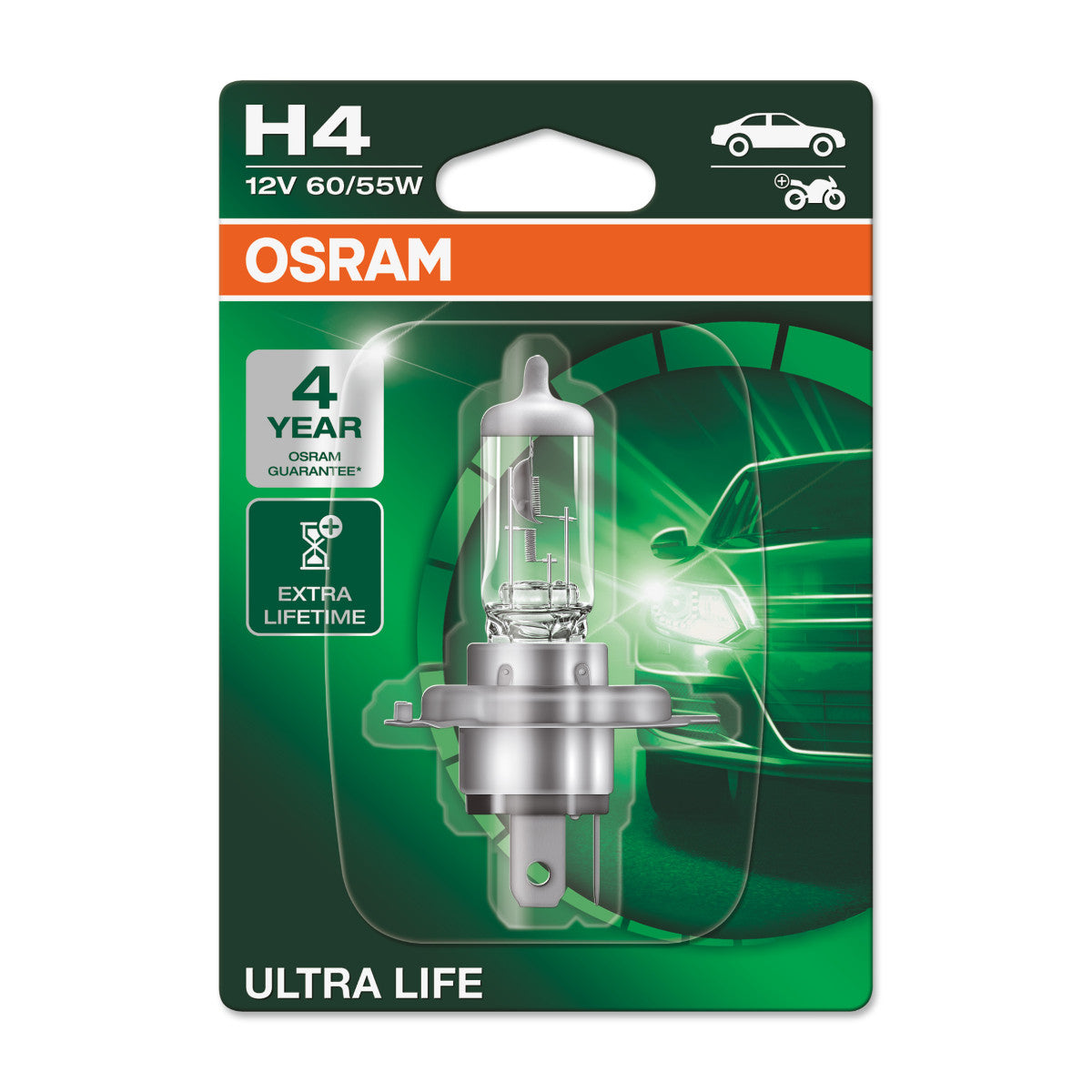 OSRAM Ultra Life - H4 Halogen forlygte lampe - enkelt blister