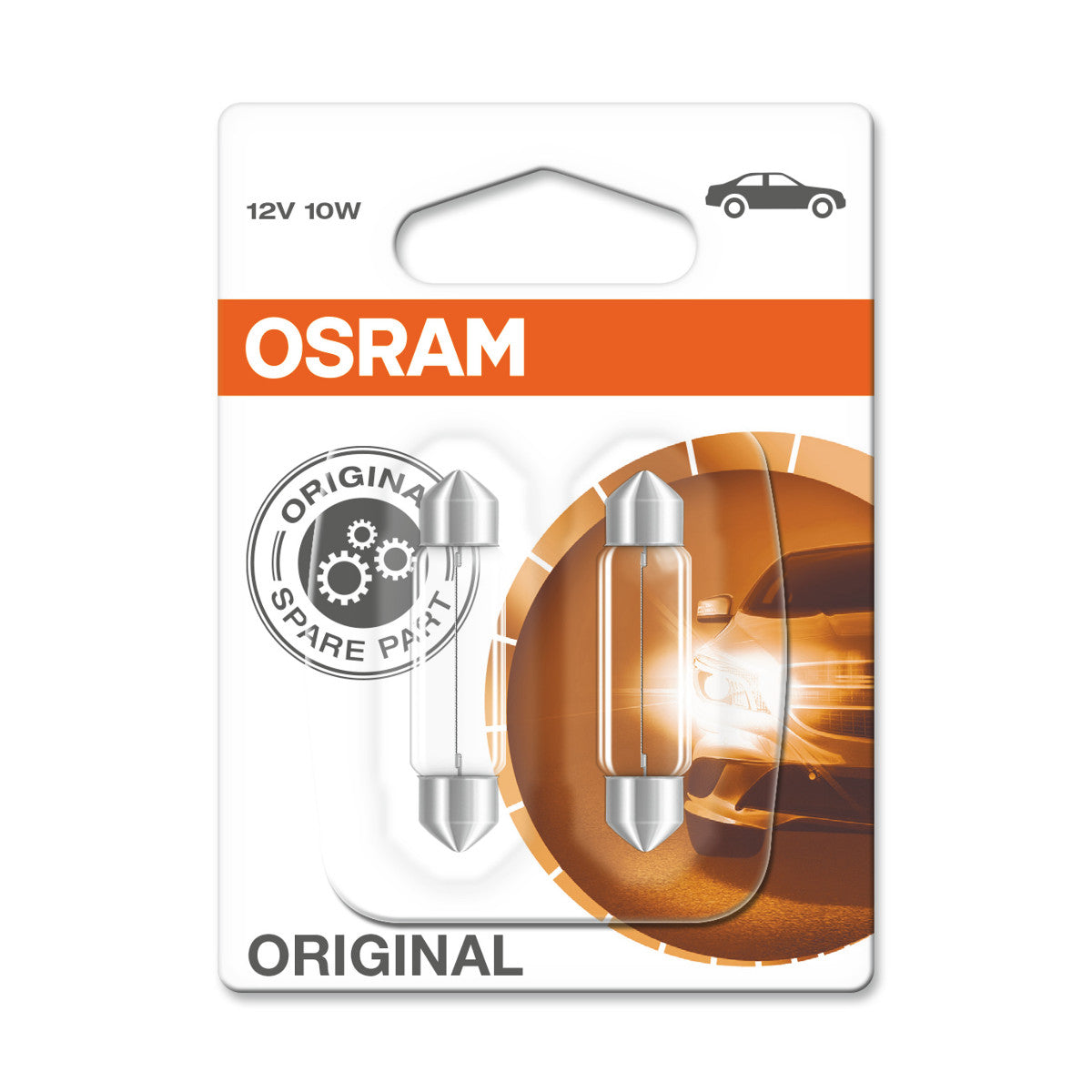 Osram Original Festoon - 10W - 12v - 41mm - Ekstra lyslampe - 2 -pack