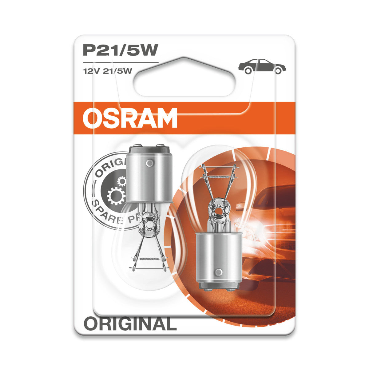 Osram Original - Metal Base - P21-5W - Ekstra lyslampe 2 -pakke
