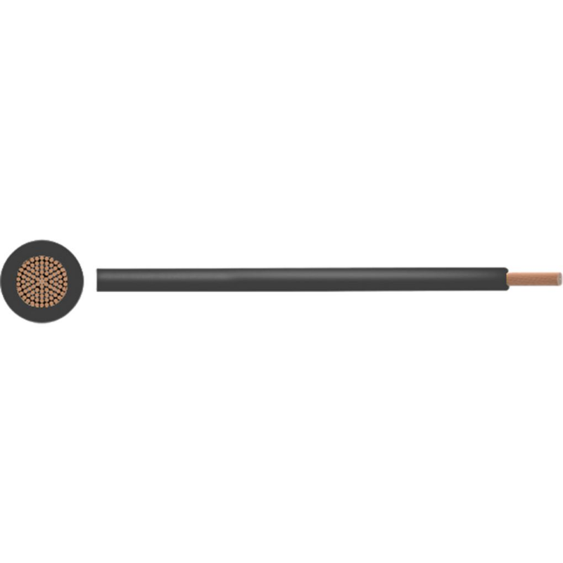 Forewlown -leder PVC 0,5 mm2 nøgen kobber sort pr. Meter