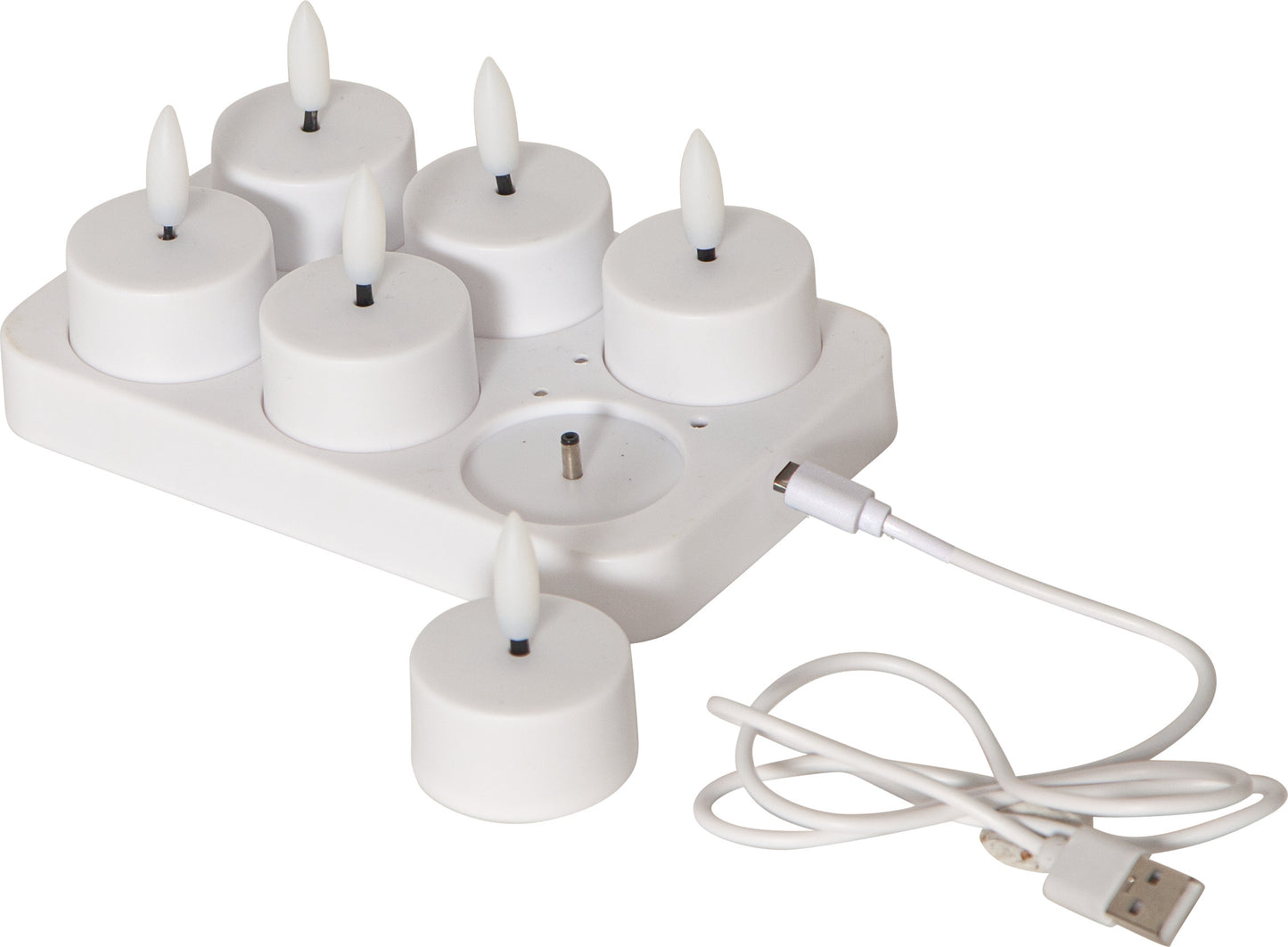 Star Trading - LED -varmelys 6 -Pack Chargeme - 7cm - Hvid