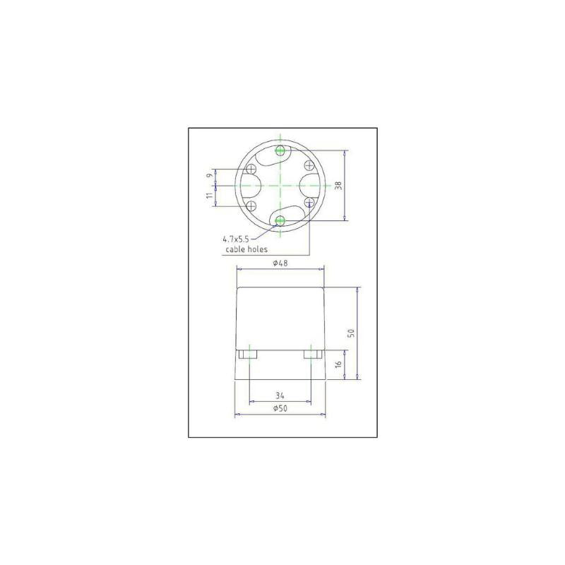 Lampefod E27 50mm Keramik Hvid