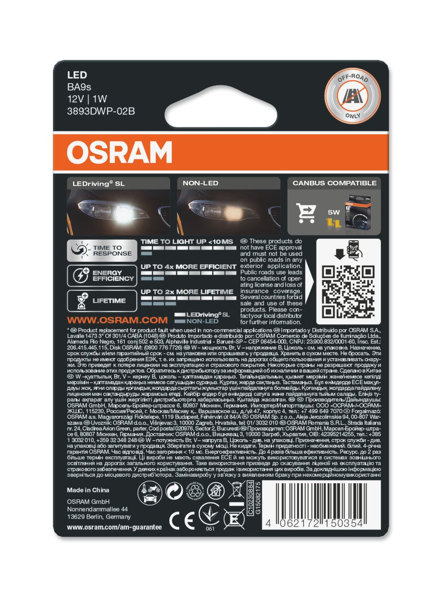 OSRAM LEDriving® SL T4W | BA9s | 6000K - bild 3