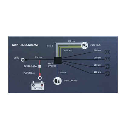 Luxtar Relæ kabelsæt DT-4 X4 12V 80A Relæ