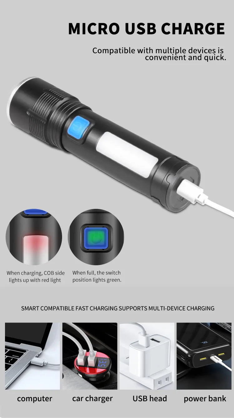 LED lommelygte - UltraFlash XHP & COB