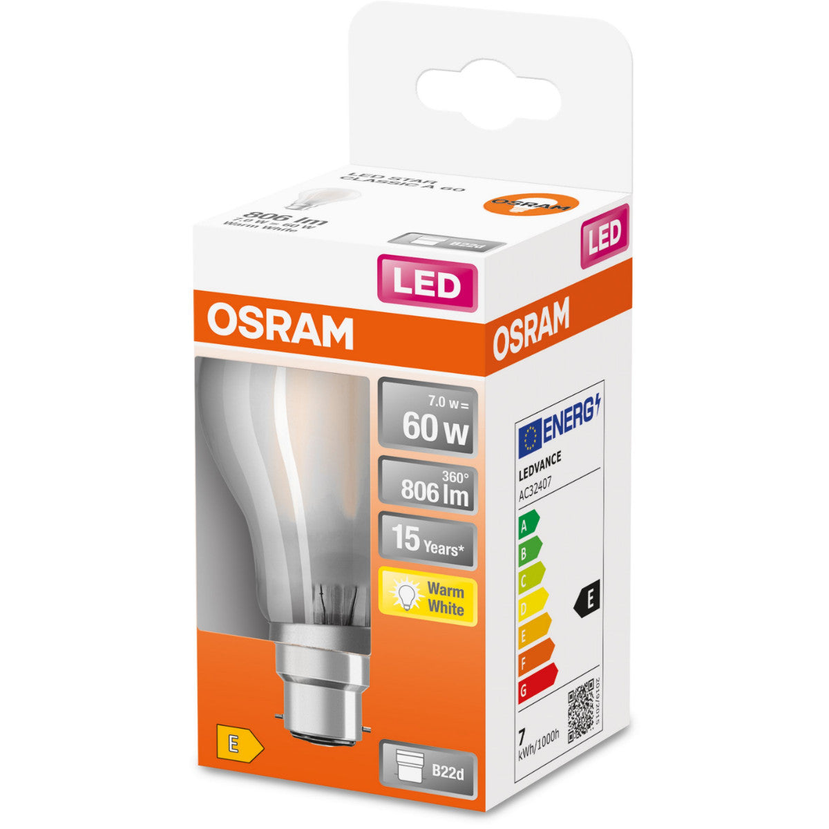 OSRAM LED-LAMPA RUND MATT (60) BOX B22