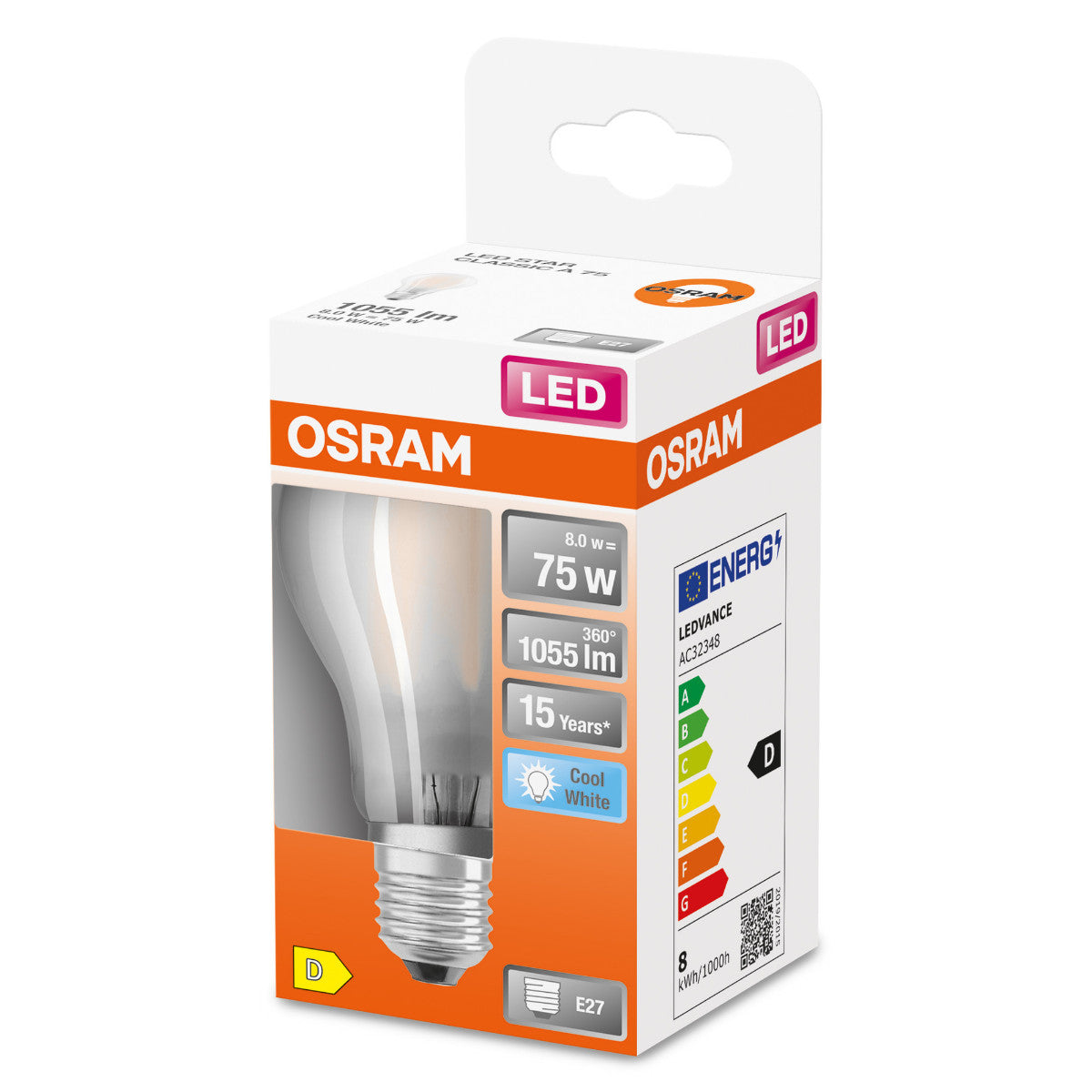 OSRAM LED-LAMPA RUND MATT (75) E27 KALLVIT