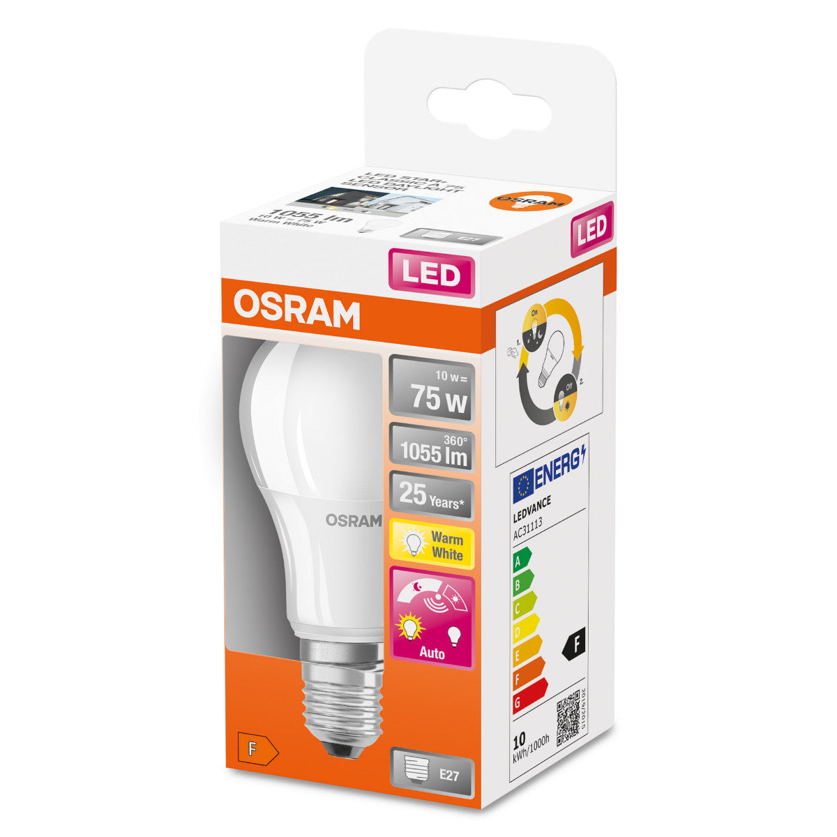 OSRAM LED-LAMPA RUND MATT (75) E27 LJUSSENSOR