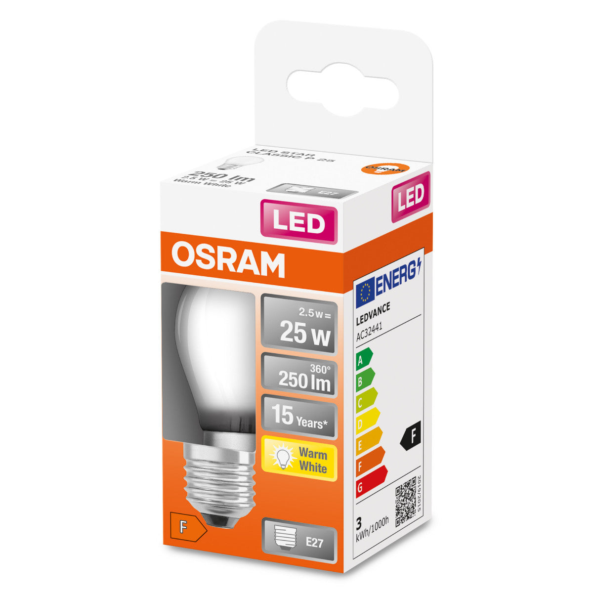 OSRAM LED-LAMPA RUND MATT (25) E27 VARMVIT