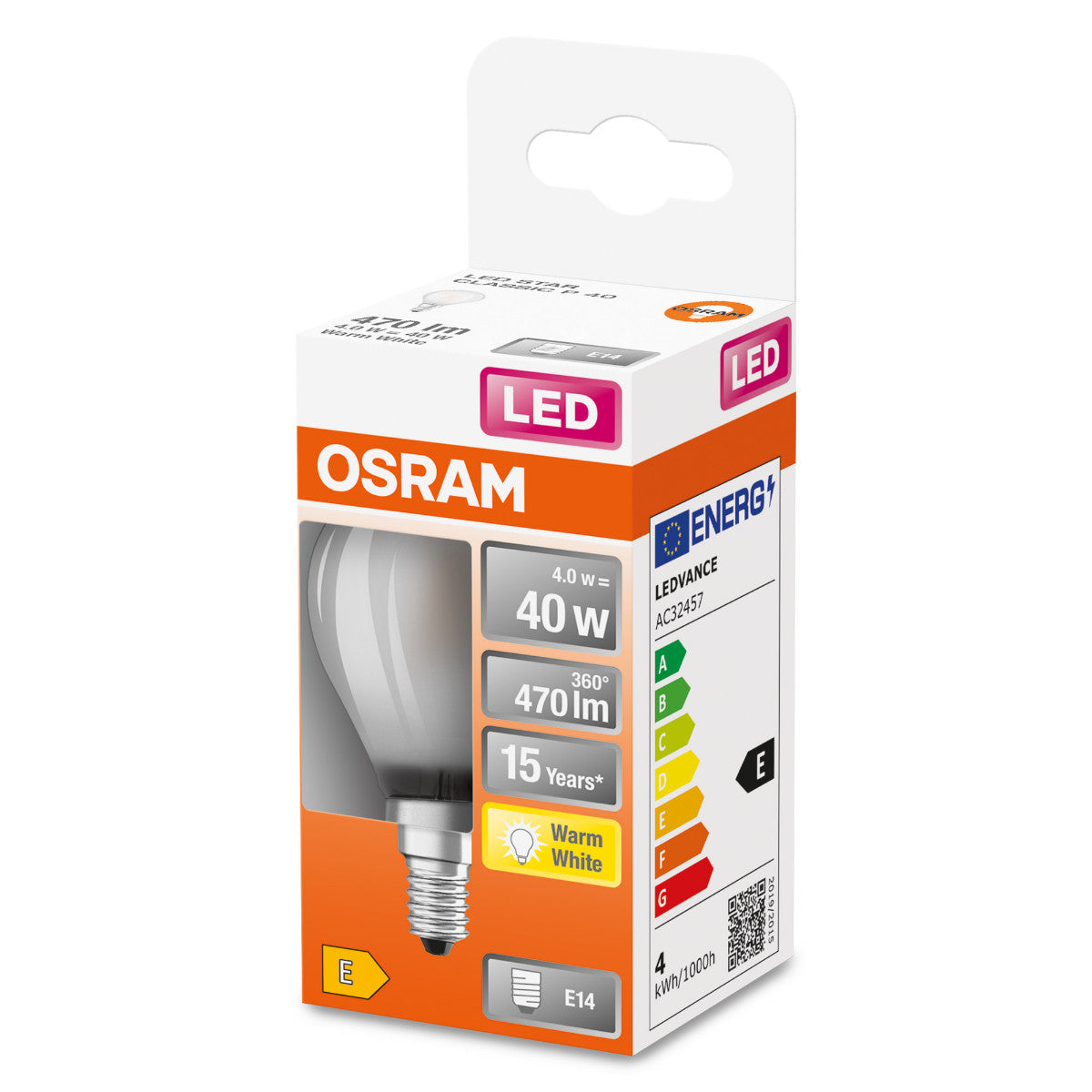 OSRAM LED-LAMPA RUND MATT (40) E14