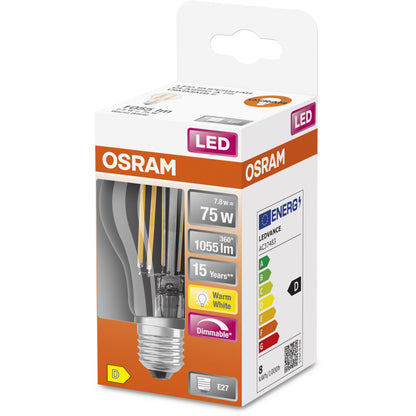 OSRAM LED-LAMPA RUND KLAR (75) E27 DIM