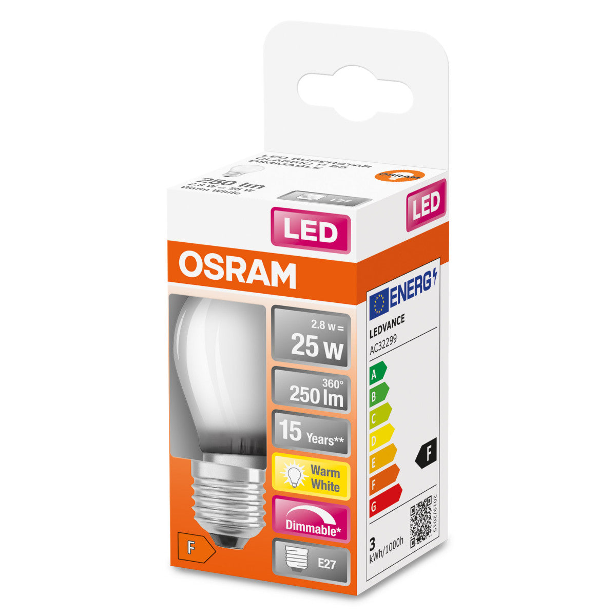 OSRAM LED-LAMPA RUND MATT (25) E27 DIM