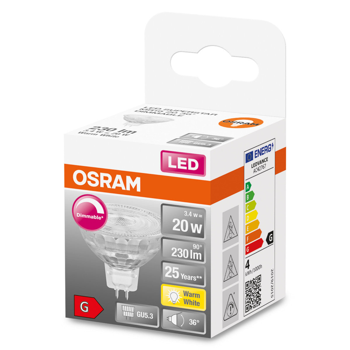 OSRAM LED-LAMPA REFLEKTOR MATT (20) GU5.3 DIM