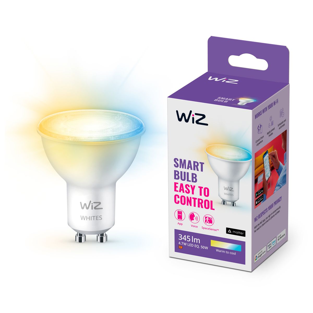 Philips-Wi-fi ble 50W GU10 927-65 TW 1PF/6