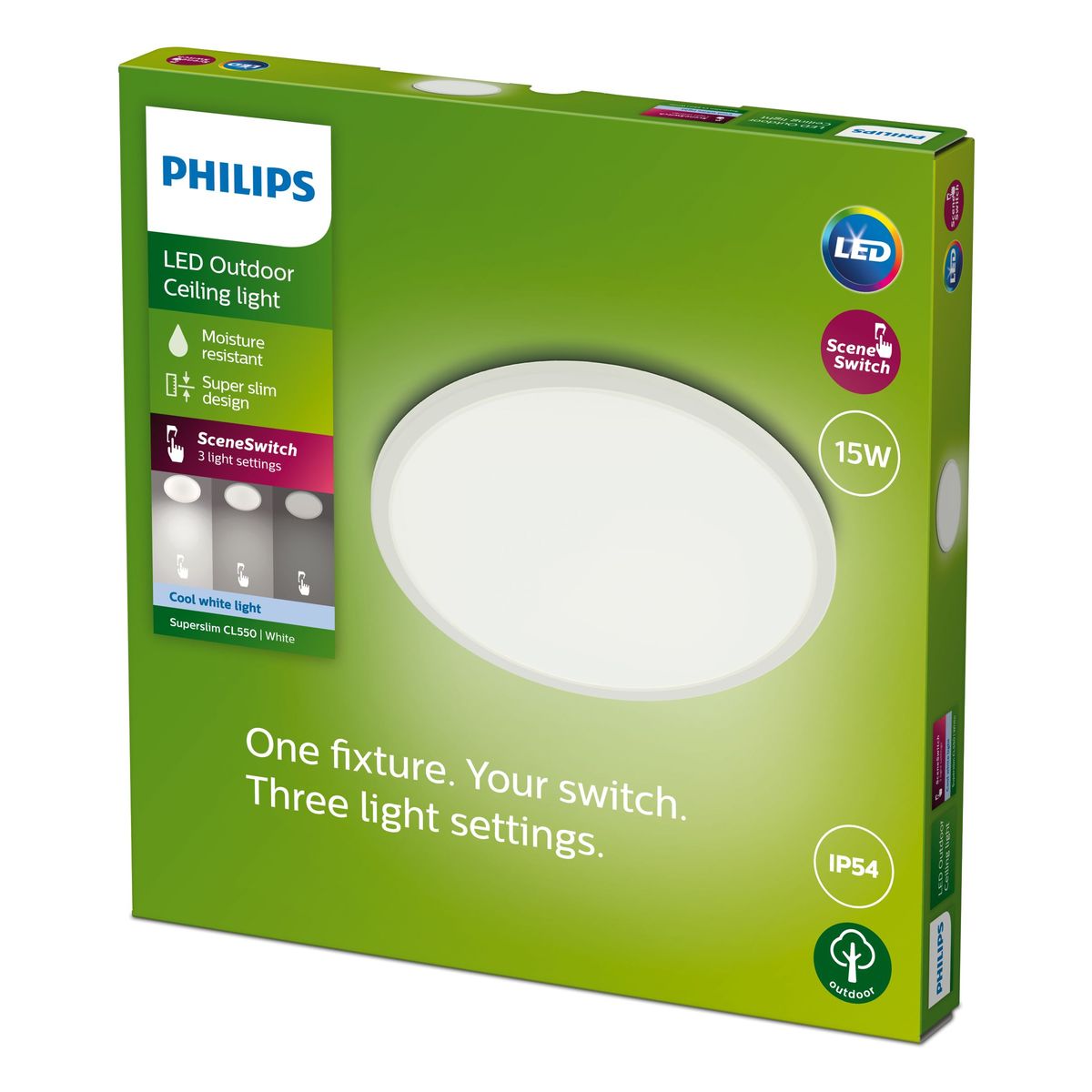 Philips - SuperSlim Ceiling SSW 15W 40K White IP54