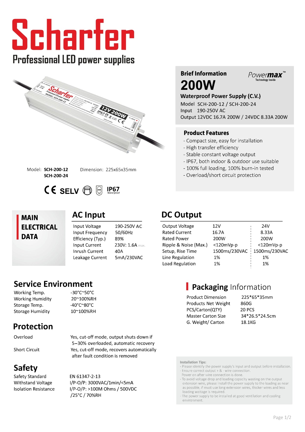 Transformer 230V AC til 24V DC 200W