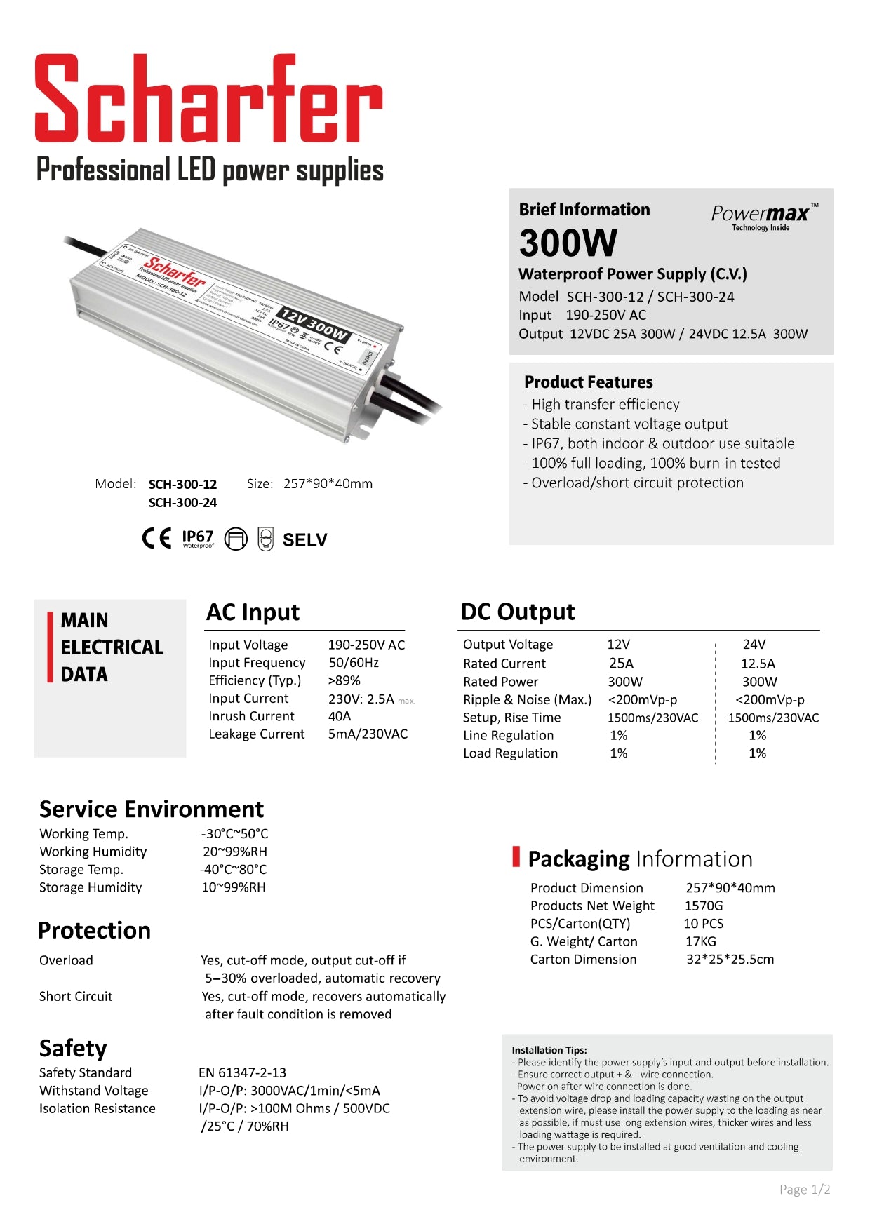 Transformer 230V AC til 12V DC 300W