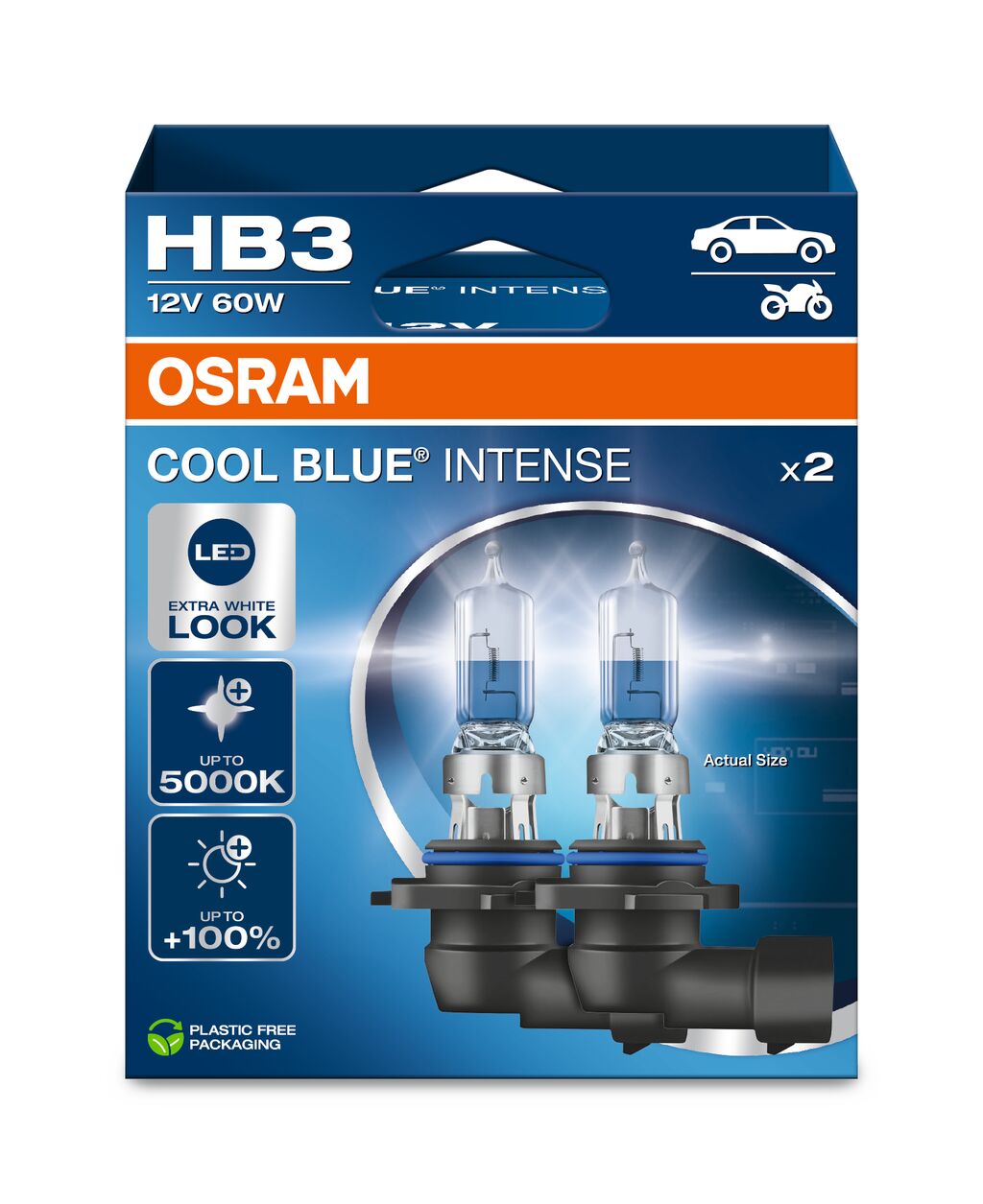 OSRAM - HB3 Halogen forlygte lampe - 2 -pack