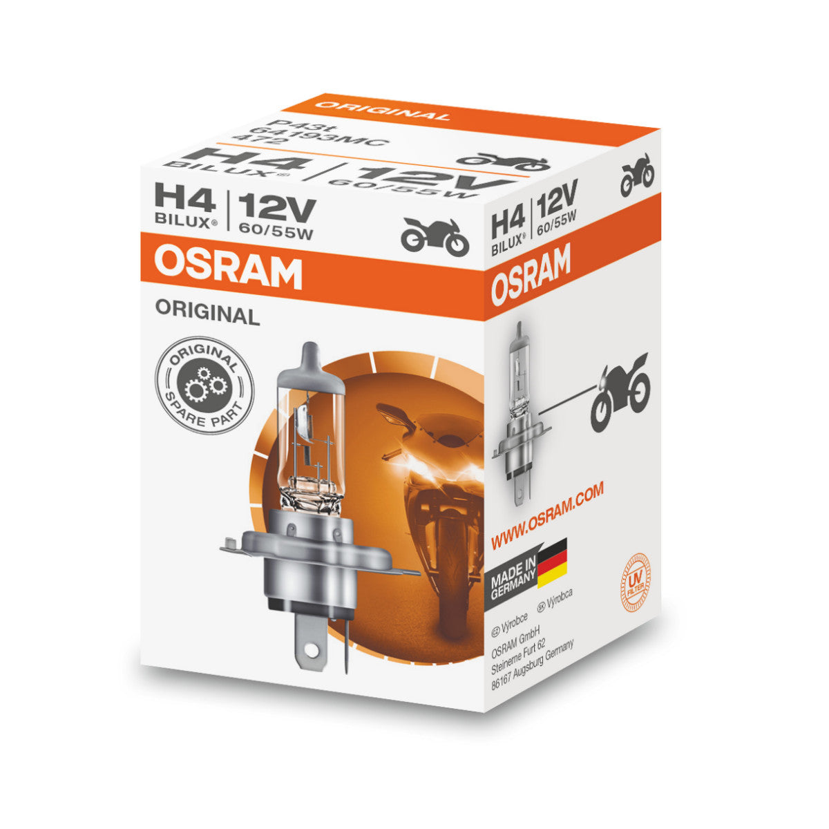 OSRAM ORIGINAL LINE - H4 - 12 V - 6055 W - Halogen forlygtepære - Foldeboks