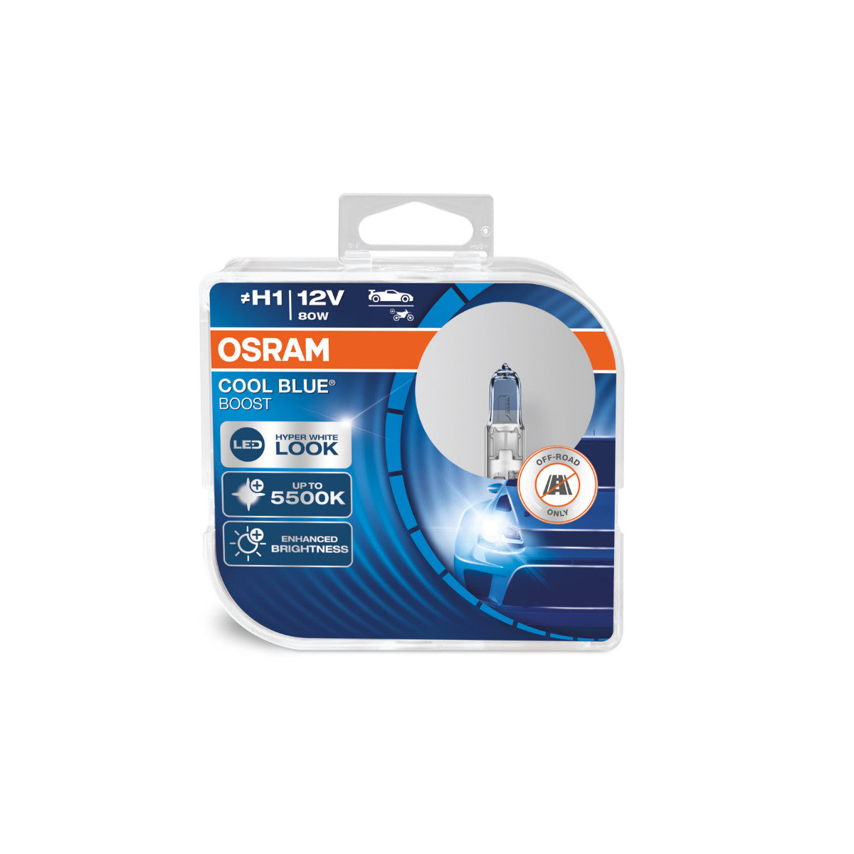 OSRAM Cool Blue Boost - Off -Road H1 Halogen forlygte lampe - 2 -pakke