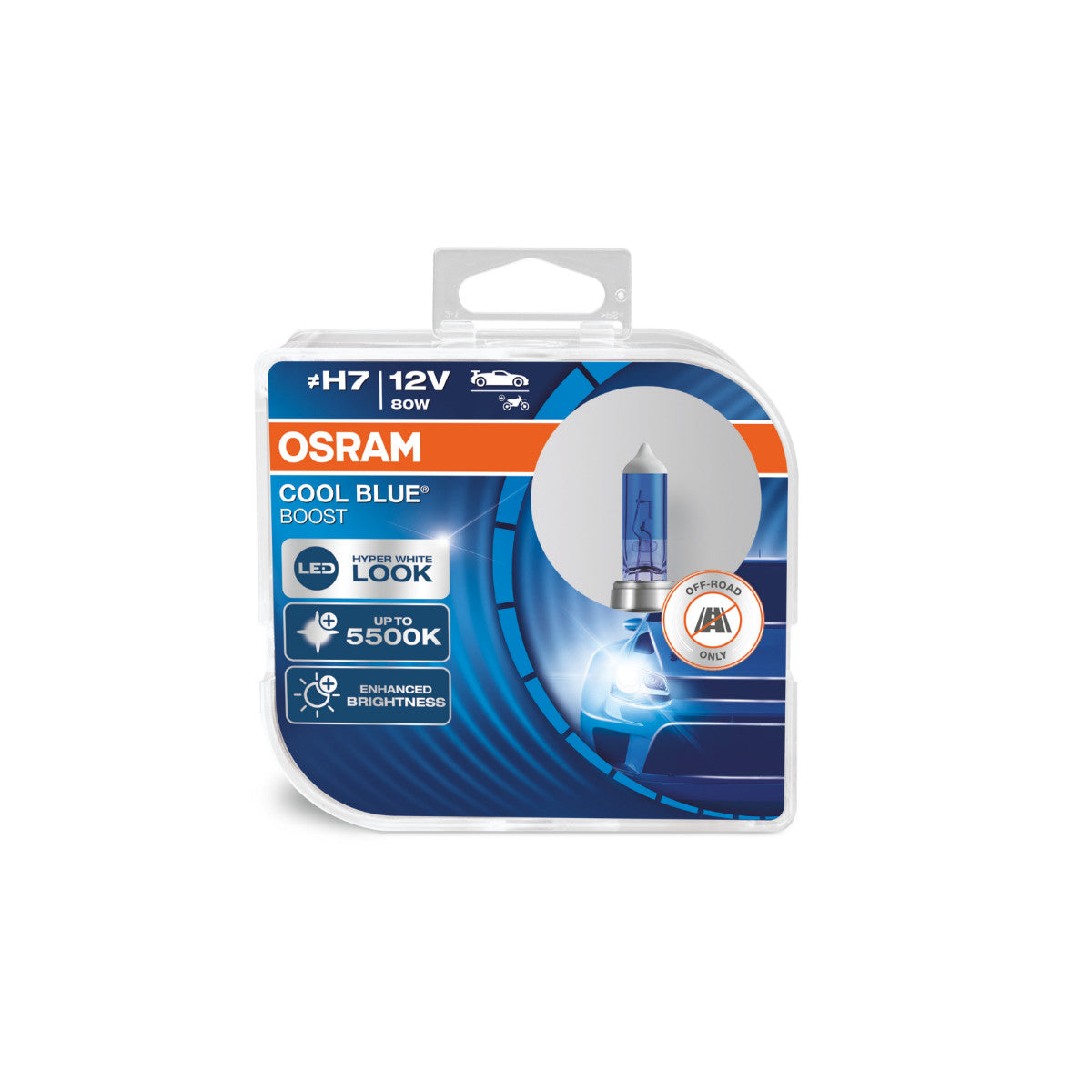 OSRAM Cool Blue Boost - Off -Road H7 Halogen forlygte lampe - 2 -pakke