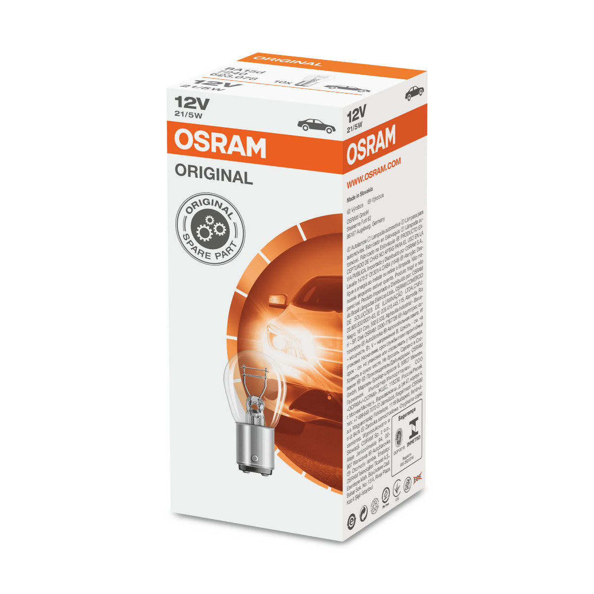 OSRAM ORIGINAL - METAL BASE - P21-5W Ekstra pære - BA15d