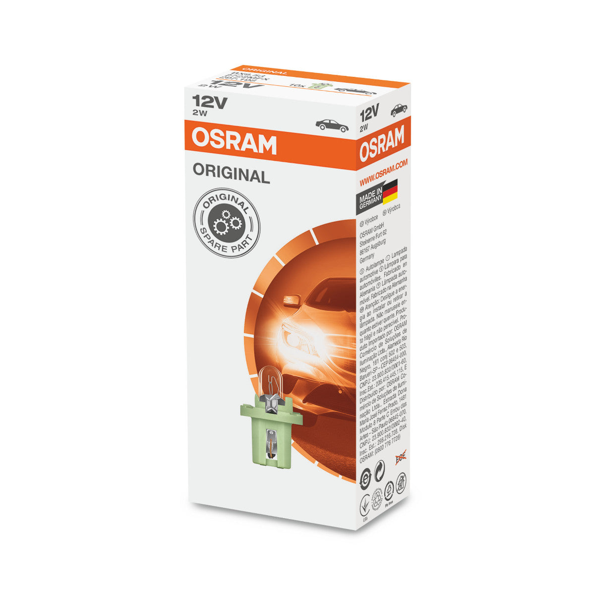 OSRAM Original - Plastik MF Base - 2W - BX8.5D - Ekstra lyslampe