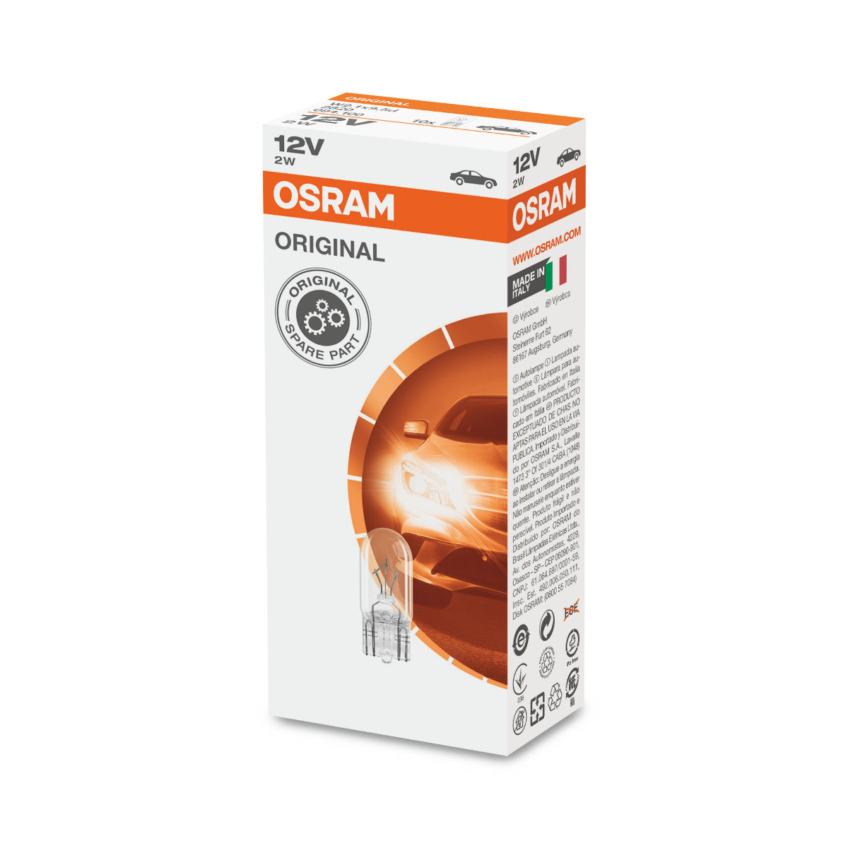 OSRAM ORIGINAL - KILEFOKSEL - 2W - 12V - W2.1x9.5d - Hjælpepære