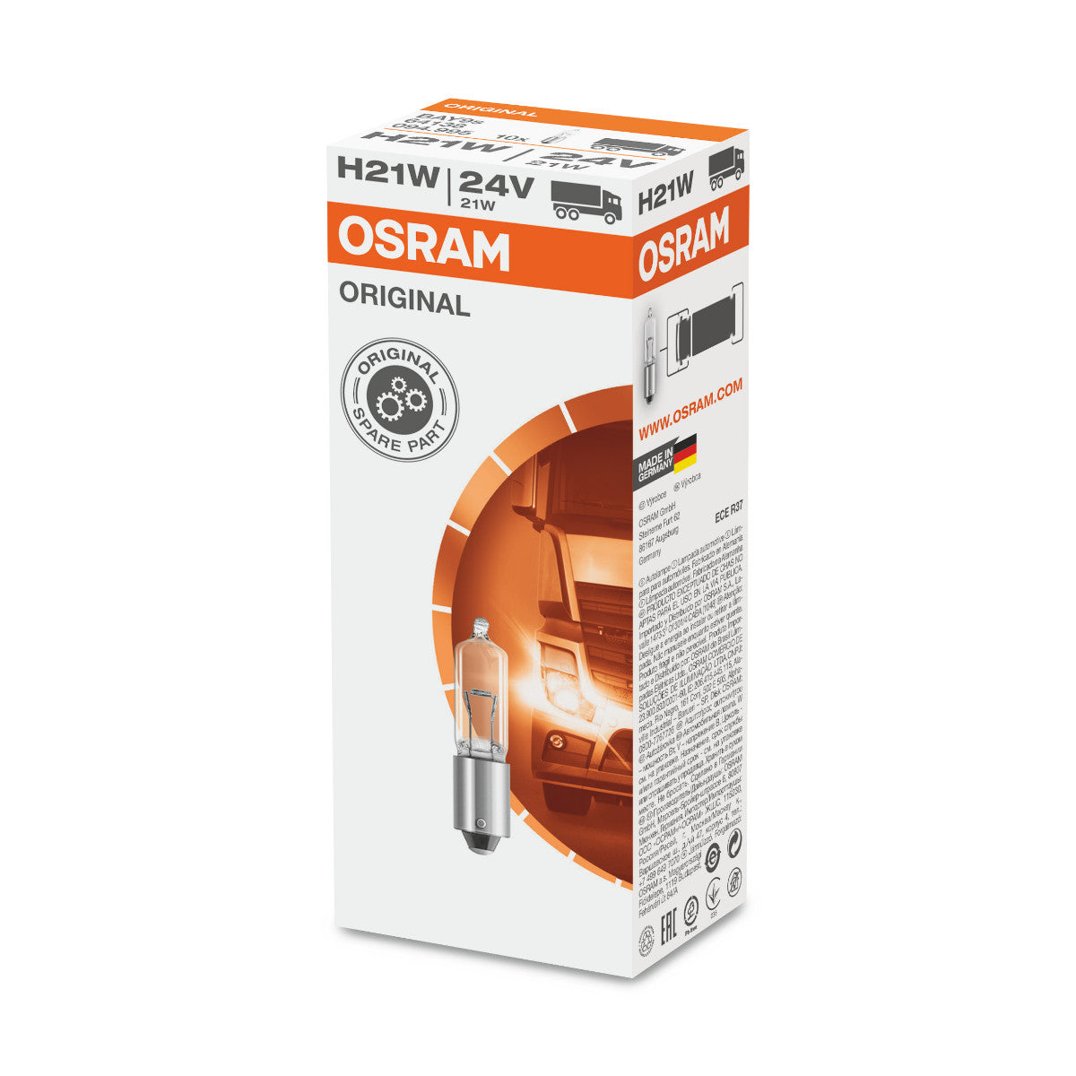 OSRAM ORIGINAL - METAL BASE - H21W - 24V Ekstra pære