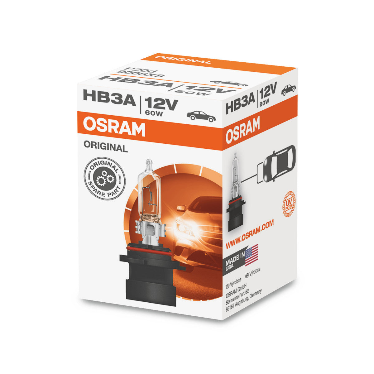 OSRAM ORIGINAL LINE - HB3A - 12 V - 60 W - Halogen forlygtepære