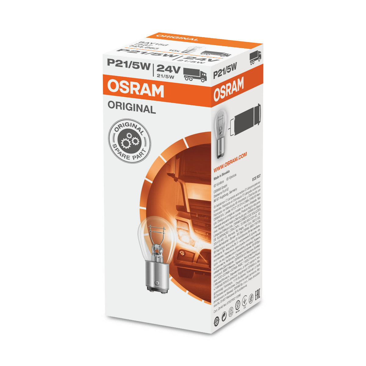 OSRAM ORIGINAL - METAL BASE - P21-5W Ekstra pære - BAY15d - 24V