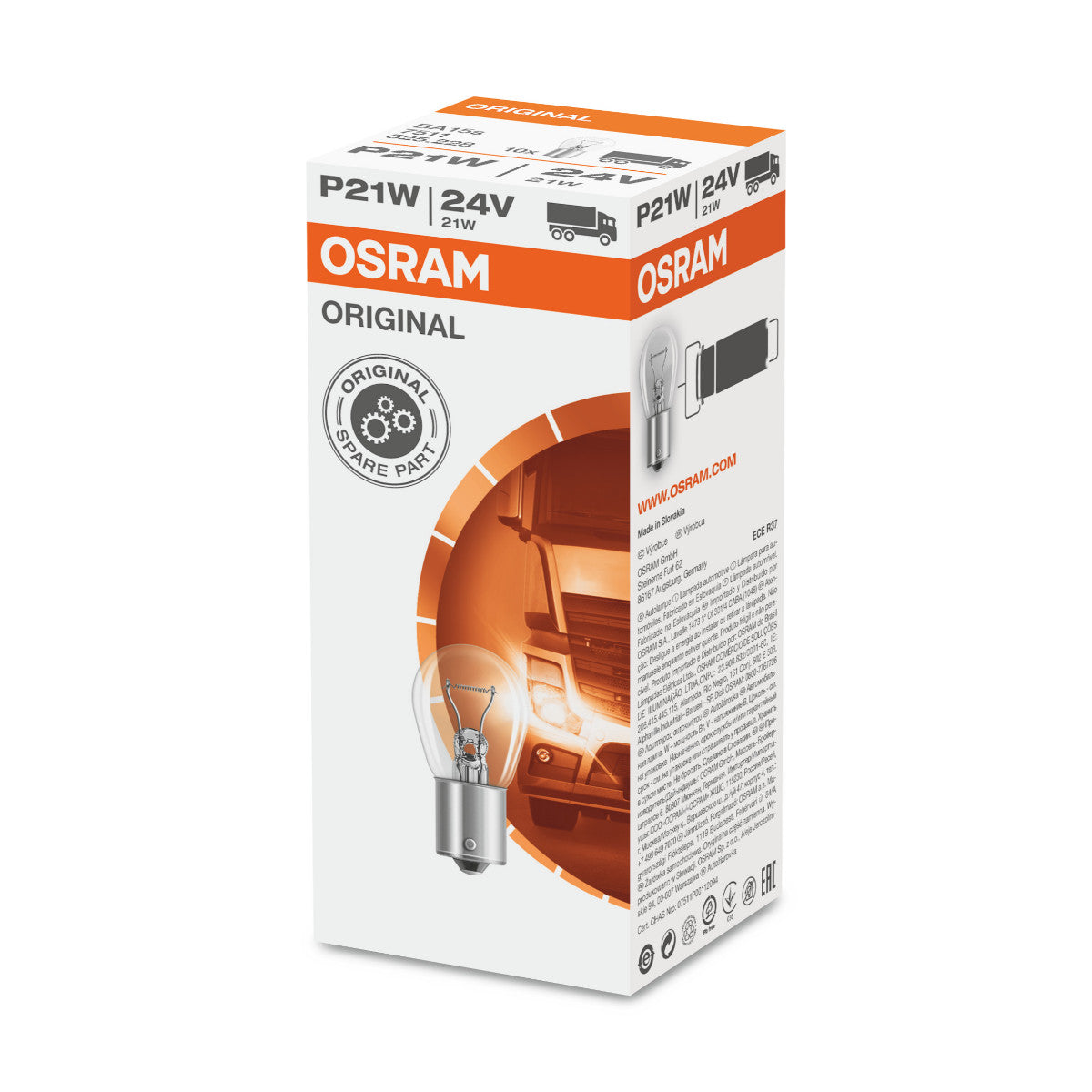 OSRAM ORIGINAL - METAL BASE - P21W - 24V Ekstra pære