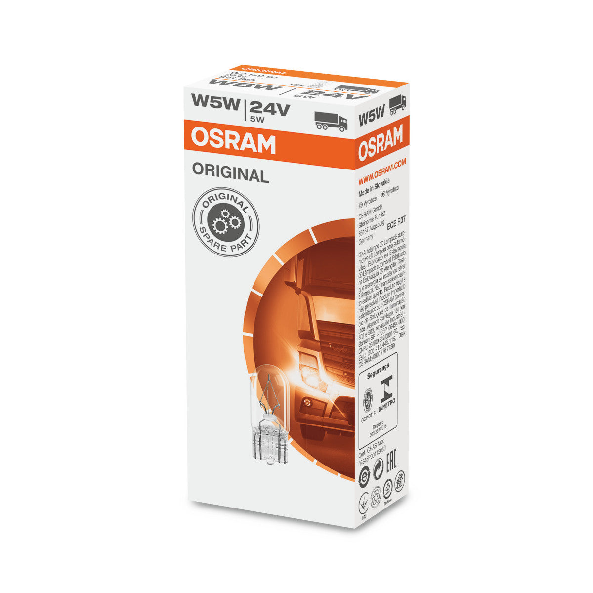 OSRAM ORIGINAL - KILEFOKS - 5W - 12V - W2.1x9.5d - Hjælpepære