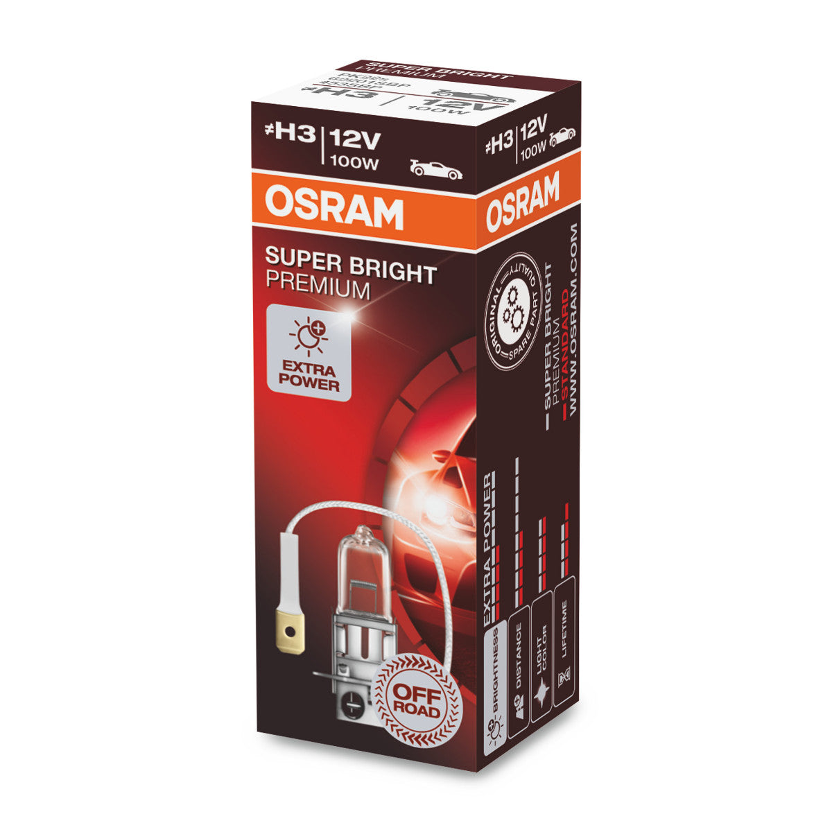 OSRAM SUPER BRIGHT PREMIUM - SUPER BRIGHT - Off-road H3 - PK22s Halogen forlygtepære