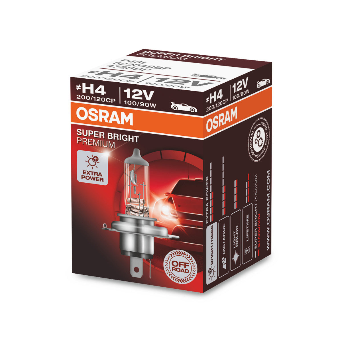 OSRAM SUPER BRIGHT PREMIUM - SUPER BRIGHT - Off-road H4 - P43t Halogen forlygtepære