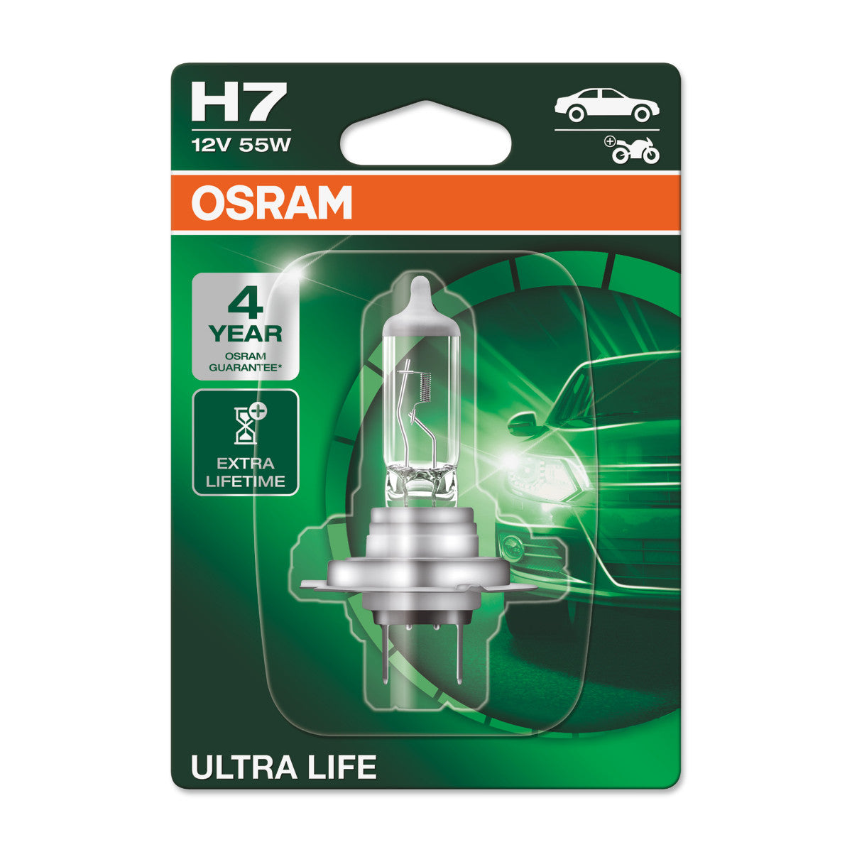 OSRAM ULTRA LIFE - H7 Halogen forlygtepære - Enkelt blisterpakning